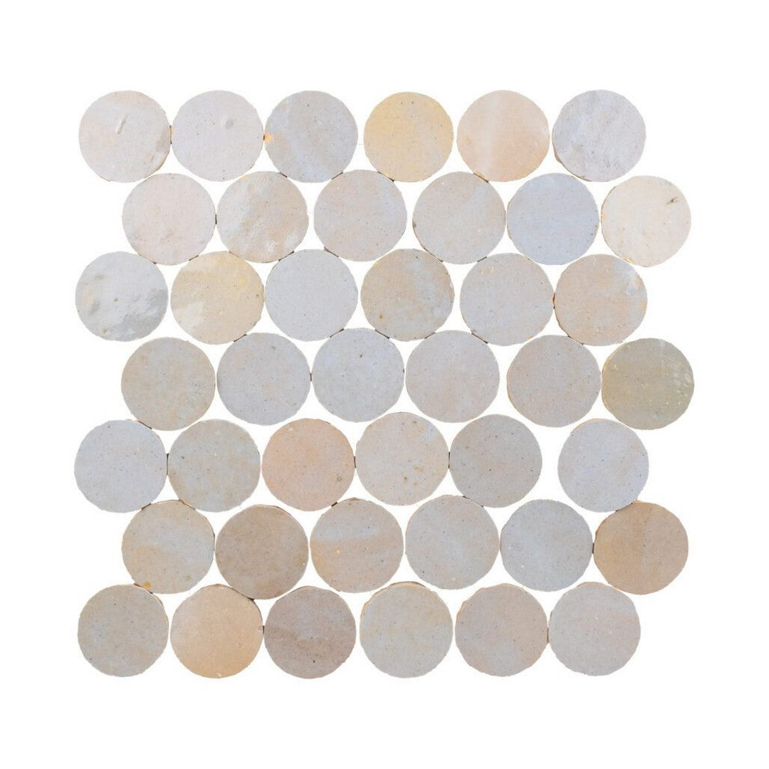 Lungarno 12.80" x 12.20" Zellige Bespoke Glossy Terracotta 2" Circles Mosaic