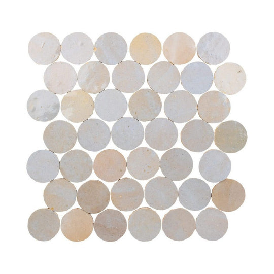 Lungarno 12.80" x 12.20" Zellige Bespoke Glossy Terracotta 2" Circles Mosaic