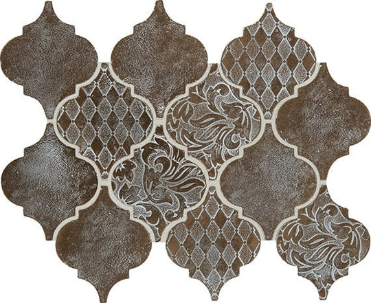 Daltile Vintage Metals 10" x 13" Satin Metal 4" Arabesque Mosaic