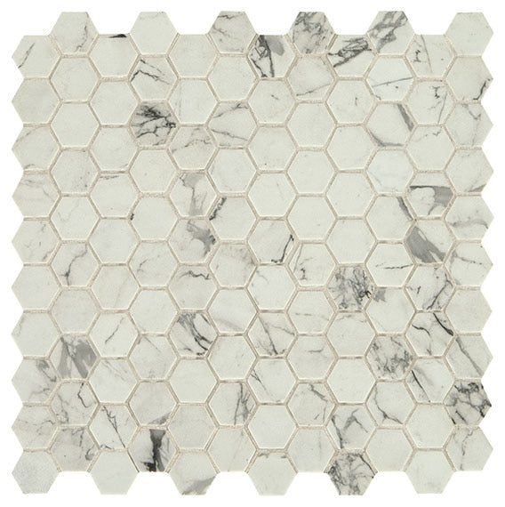 Daltile-Uptown-Glass-11-x-12-Matte-Glass-1-Hexagon-Mosaic-Posh-Sparkler