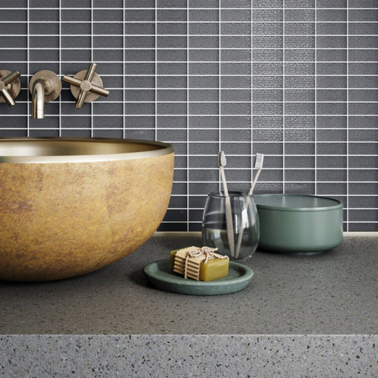 Island-Stone-12-x-12-Cascade-Gloss-&-Textured-Glass-1x2-Straight-Stack-Mosaic-Graphite