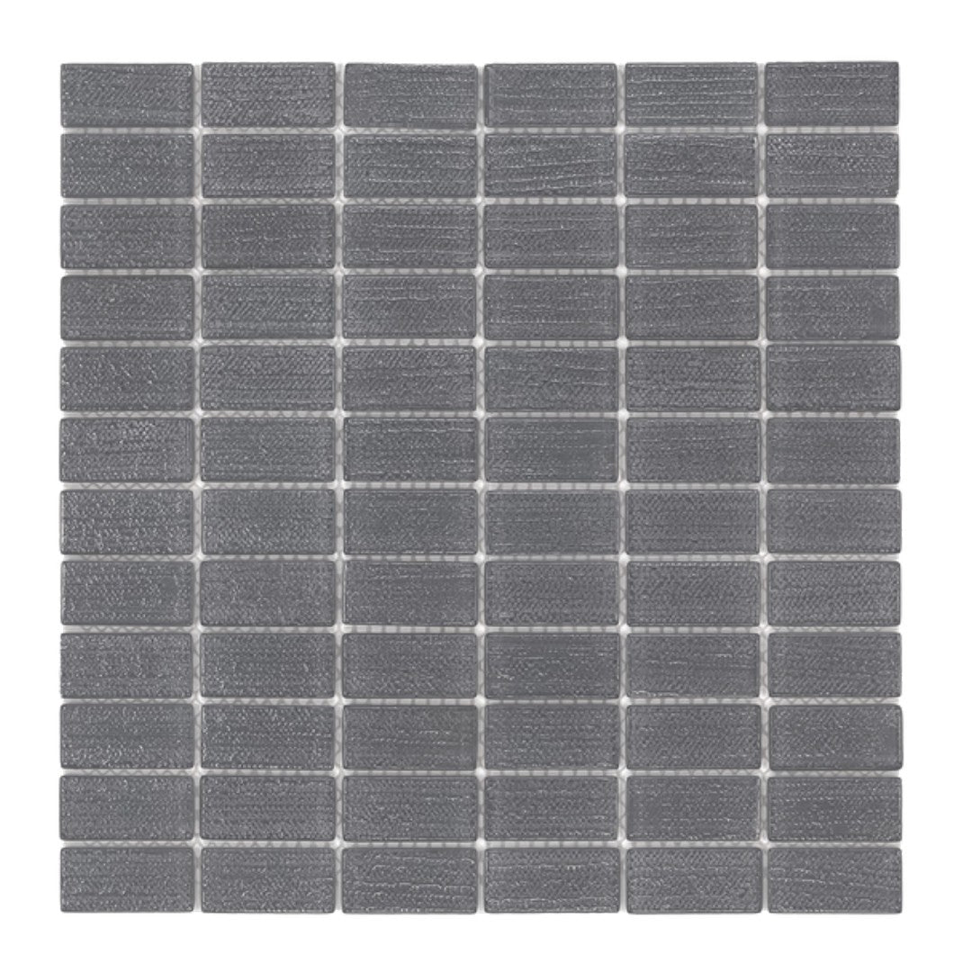 Island Stone 12" x 12" Cascade Gloss & Textured Glass 1x2" Straight Stack Mosaic