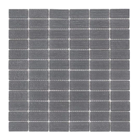 Island Stone 12" x 12" Cascade Gloss & Textured Glass 1x2" Straight Stack Mosaic