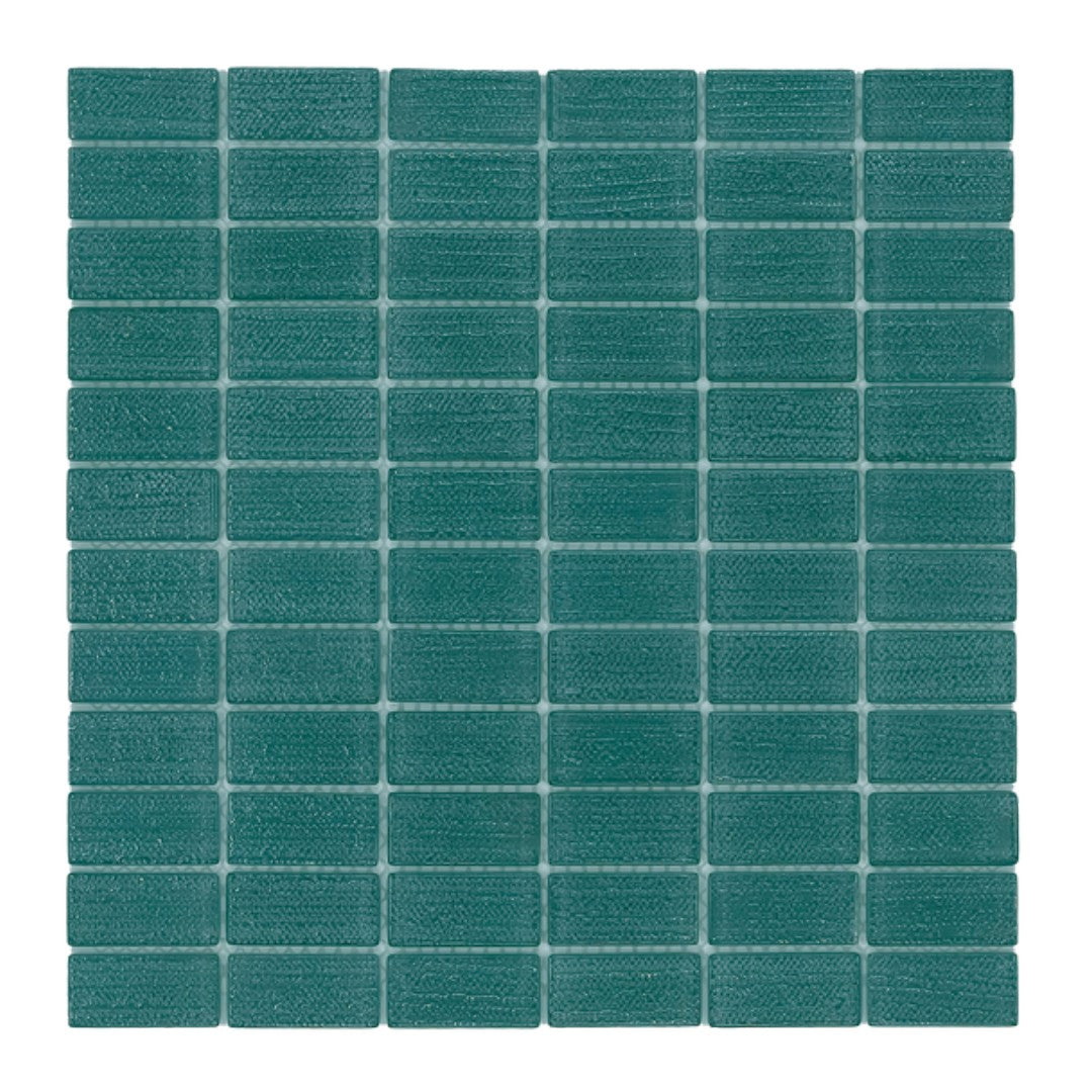 Island Stone 12" x 12" Cascade Gloss & Textured Glass 1x2" Straight Stack Mosaic