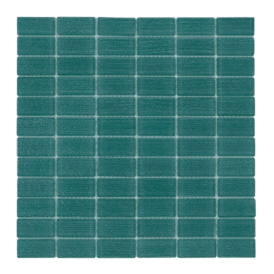 Island Stone 12" x 12" Cascade Gloss & Textured Glass 1x2" Straight Stack Mosaic