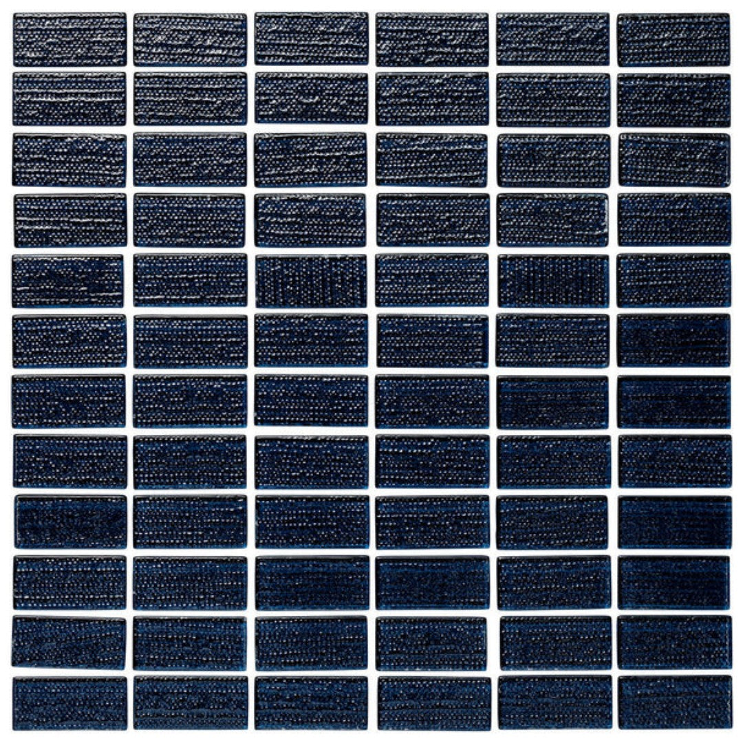 Island Stone 12" x 12" Cascade Gloss & Textured Glass 1x2" Straight Stack Mosaic
