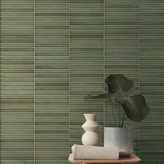 Rickert-14-x-14-LaPlatera-Pencil-Glossy-Ceramic-Tile-Raku-Emerald