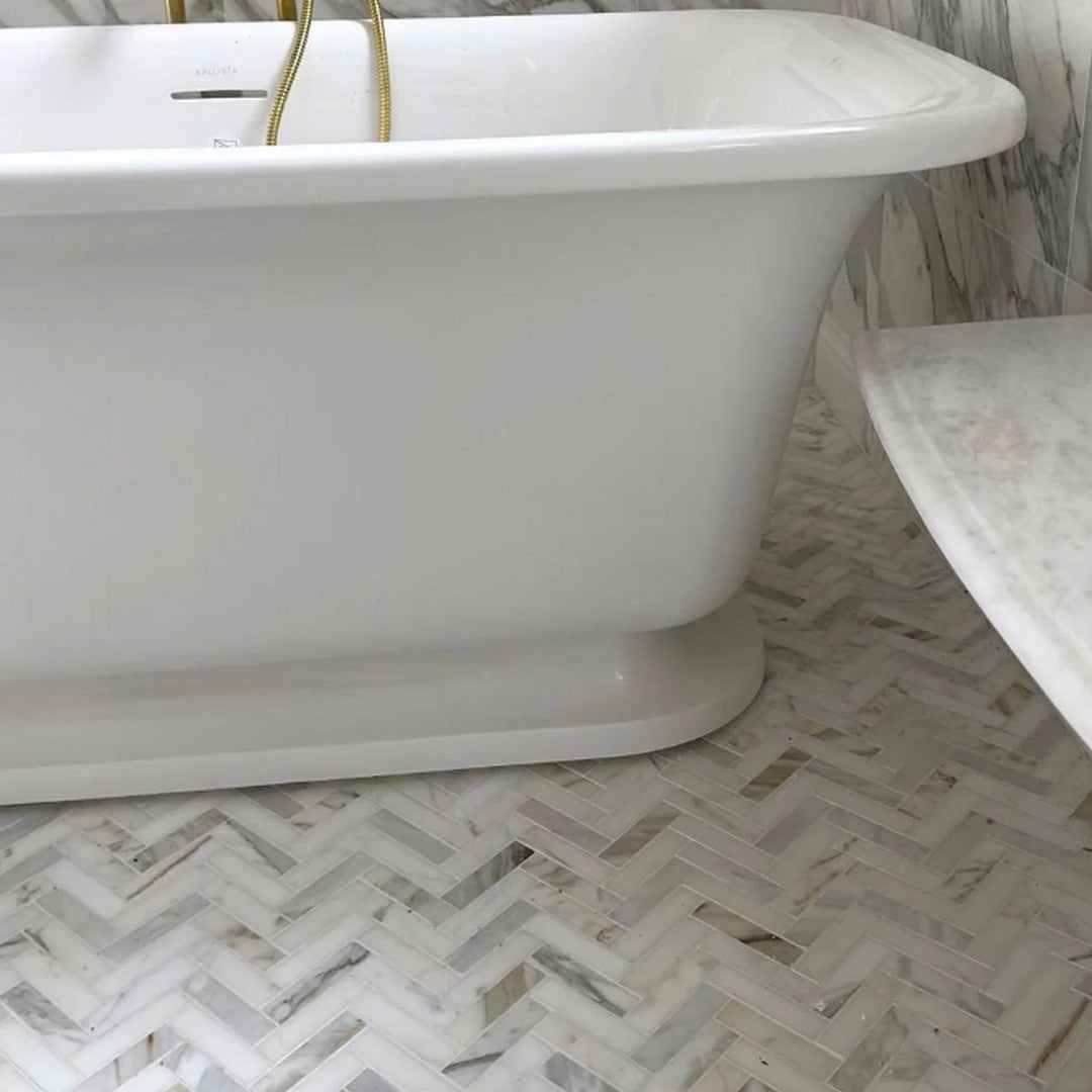 Rickert-11.22-x-11.42-Calacatta-Polished-Marble-1x4-Herringbone-Mosaic-Gold