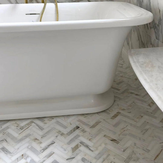 Rickert-11.22-x-11.42-Calacatta-Polished-Marble-1x4-Herringbone-Mosaic-Gold