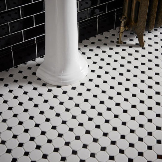 Daltile-Octagon-&-Dot-12-x-12-(2-x-2)-Black-Dot-Mosaic-Matte-White