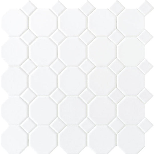 Daltile Octagon & Dot 2" x 2" White Dot Mosaic